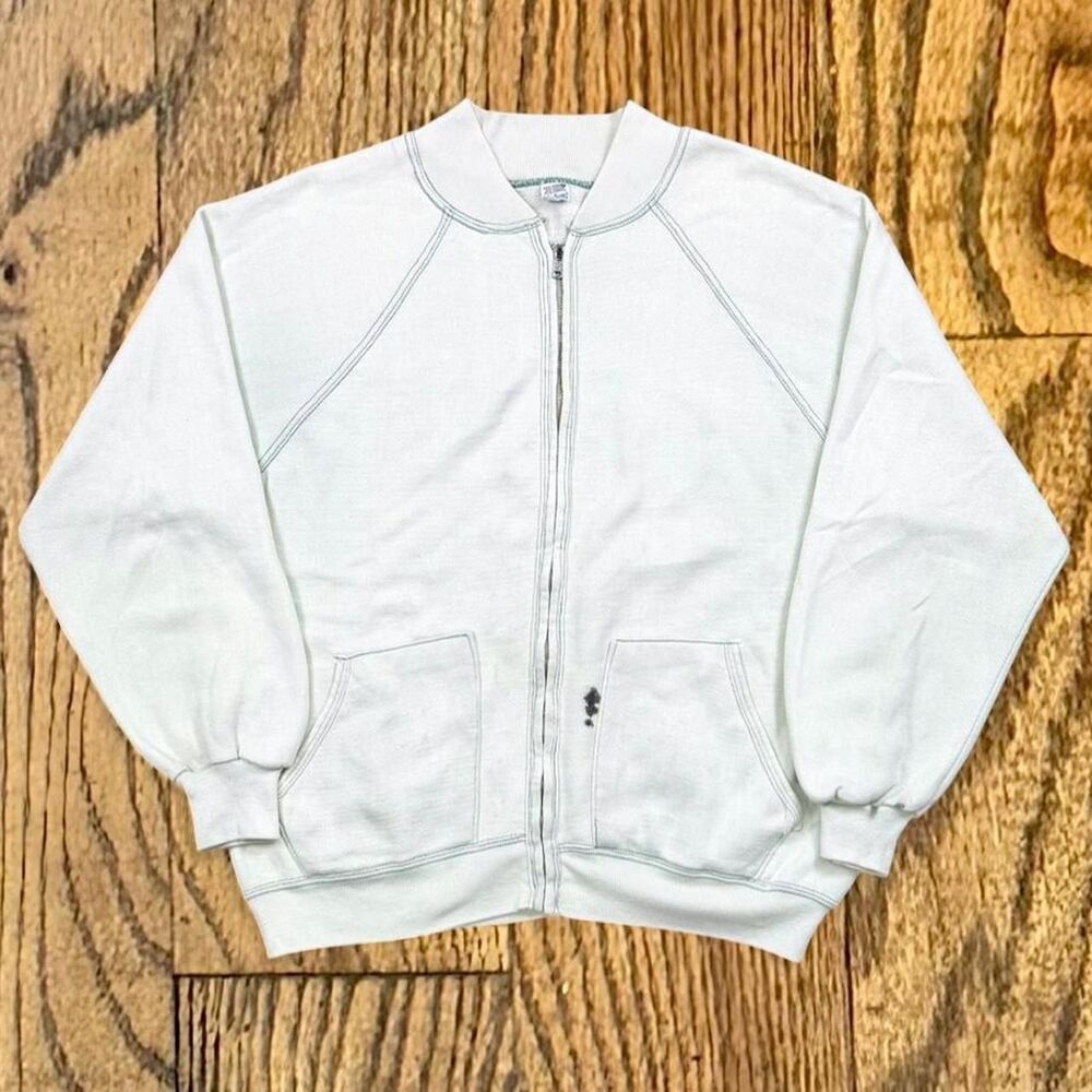 Vintage 60’s Distressed Full Zip Sportswear Split Pocket Sweatshirt